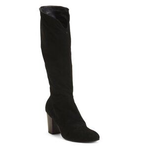 OROSCURO Black Made In Italy Suede Heel High Shaft Boots
